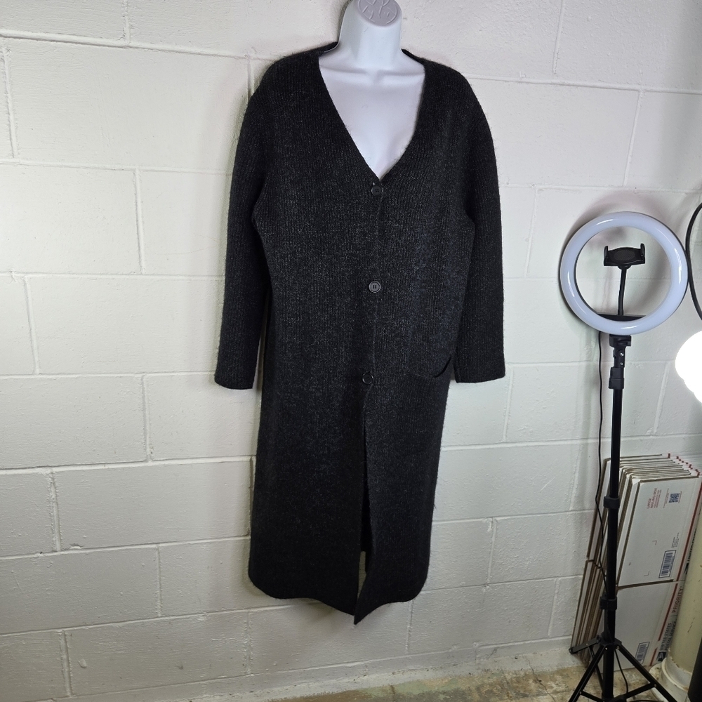 COS alpaca wool charcoal long cardigan duster sweater - Picture 12 of 12